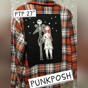 UPCYCLED NIGHTMARE BEFORE CHRISTMAS GRAPHIC FLANNEL UNISEX XL